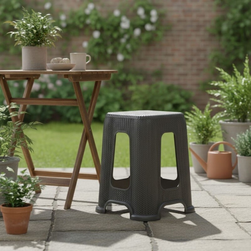 Banqueta simil ratán GRIS OSCURO