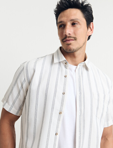 012630 CAMISA HARRINGTON LABEL Natural/azul