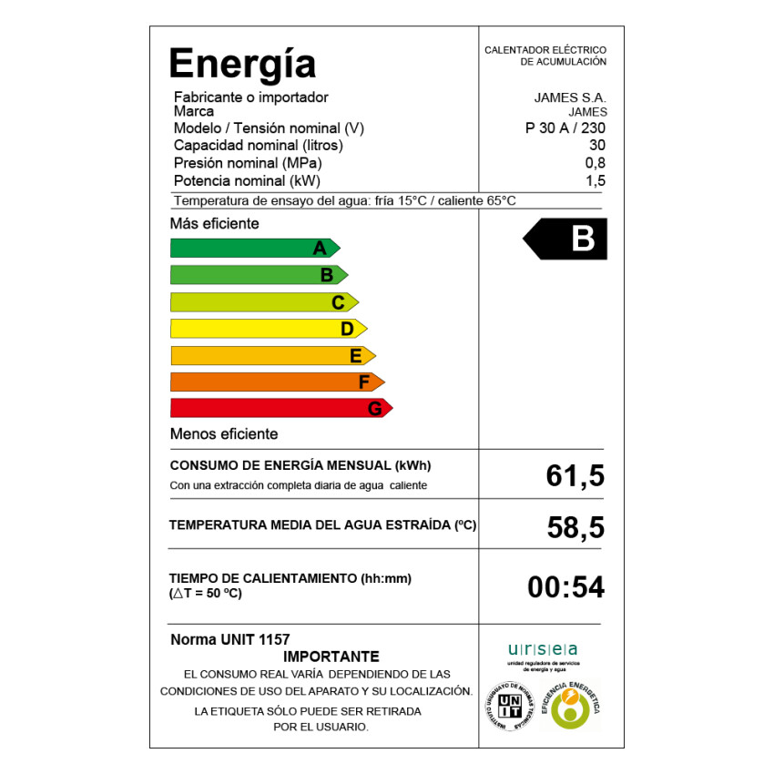 Calefón James 30 Litros Acero Prisma Calefón James 30 Litros Acero Prisma