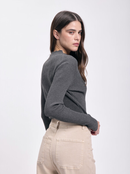 Polera punto de rib Gris Oscuro