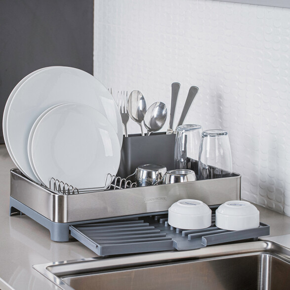 Escurridor para platos con bandeja acero inox gris TF1616