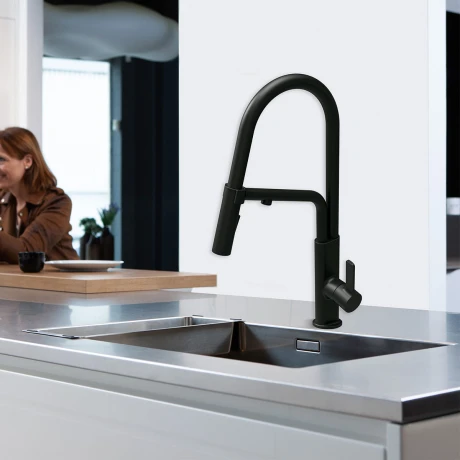GRIFERIA DE MESADA COCINA MONOCOMANDO OSMOSIS 3 VIAS NEGRO MATE 000