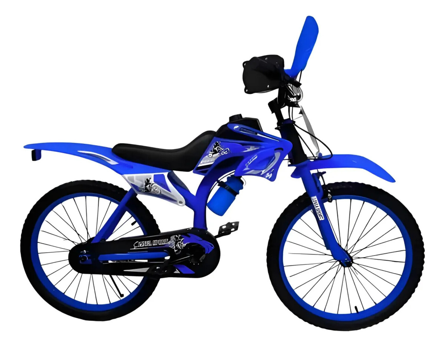 Bicicleta Estilo Moto Cross con Roncador Rodado 20" - AZUL 