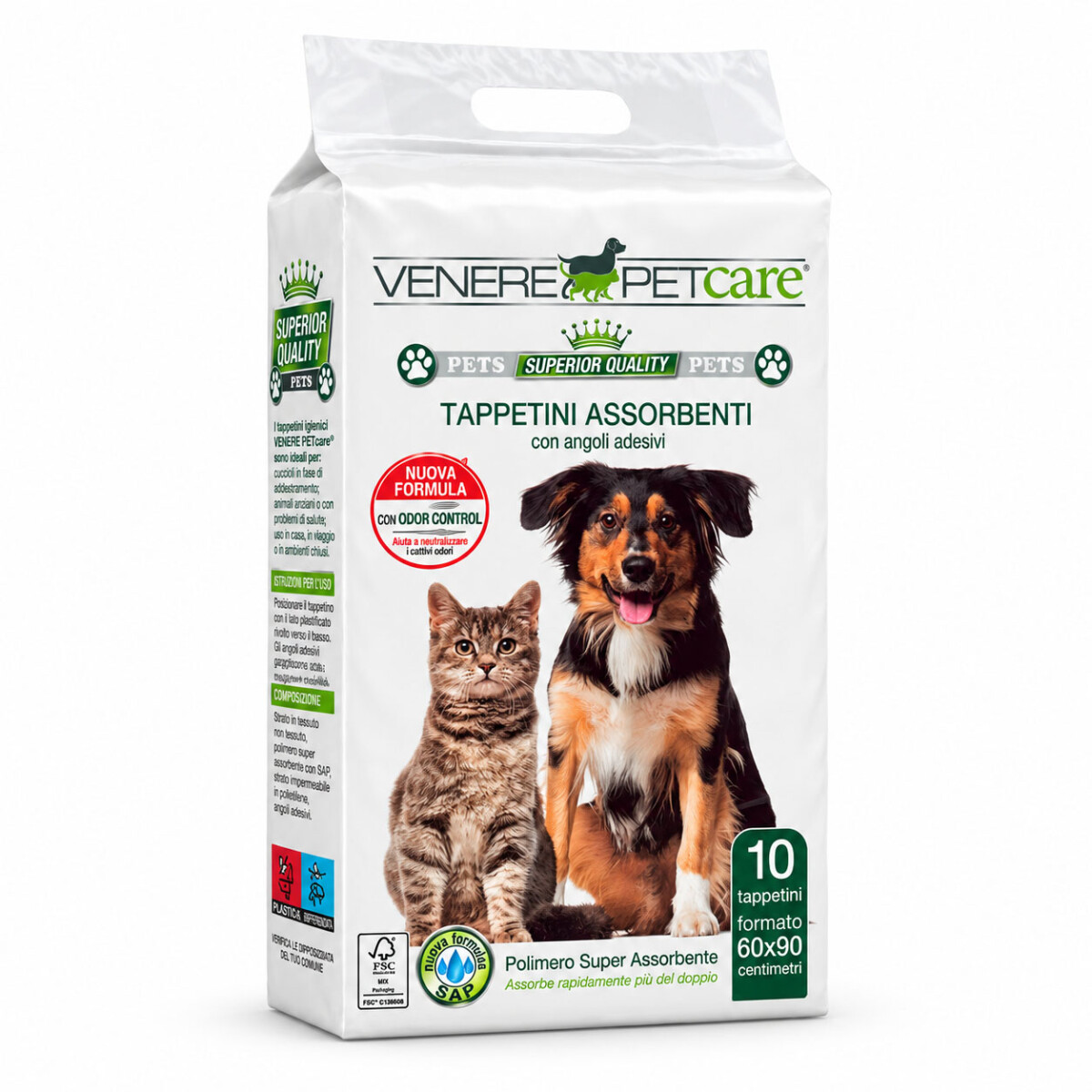 Set X10 Pañales Entrenamiento Perros 60x90 Adhesivos Venere - Blanco 