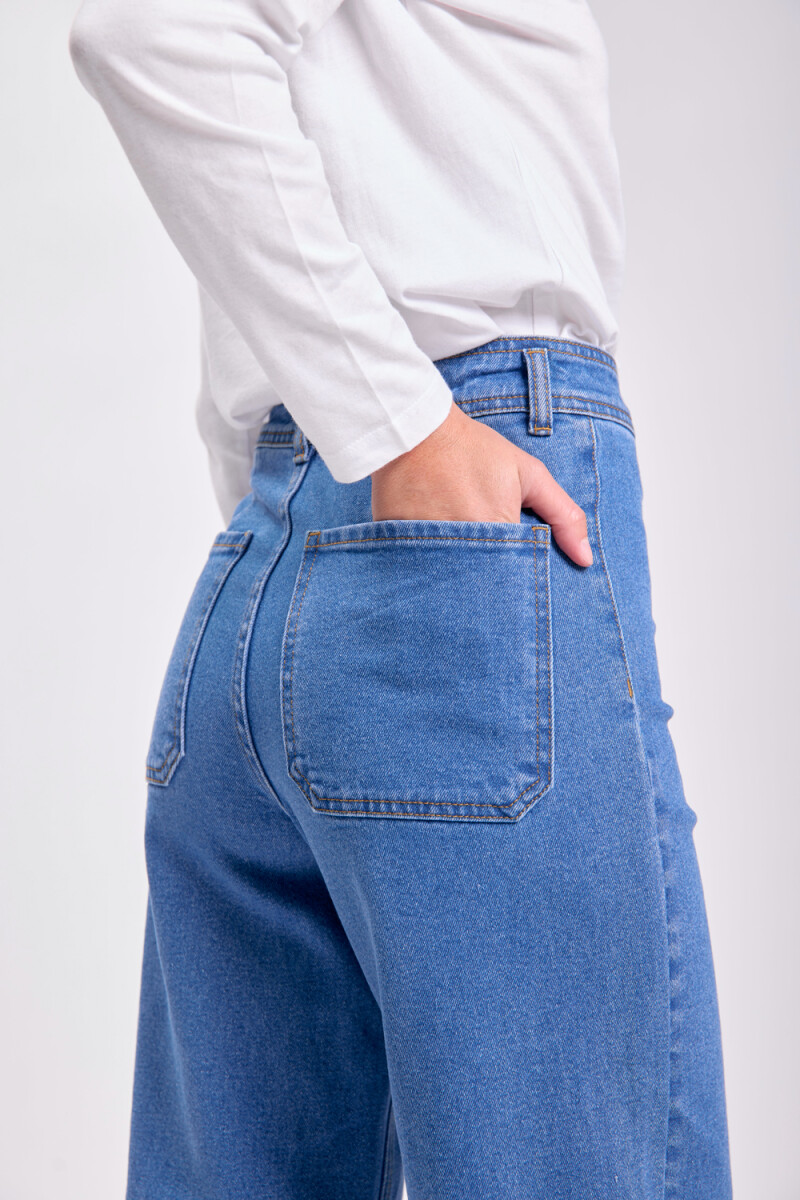 Pantalón jean ancho Azul Medio