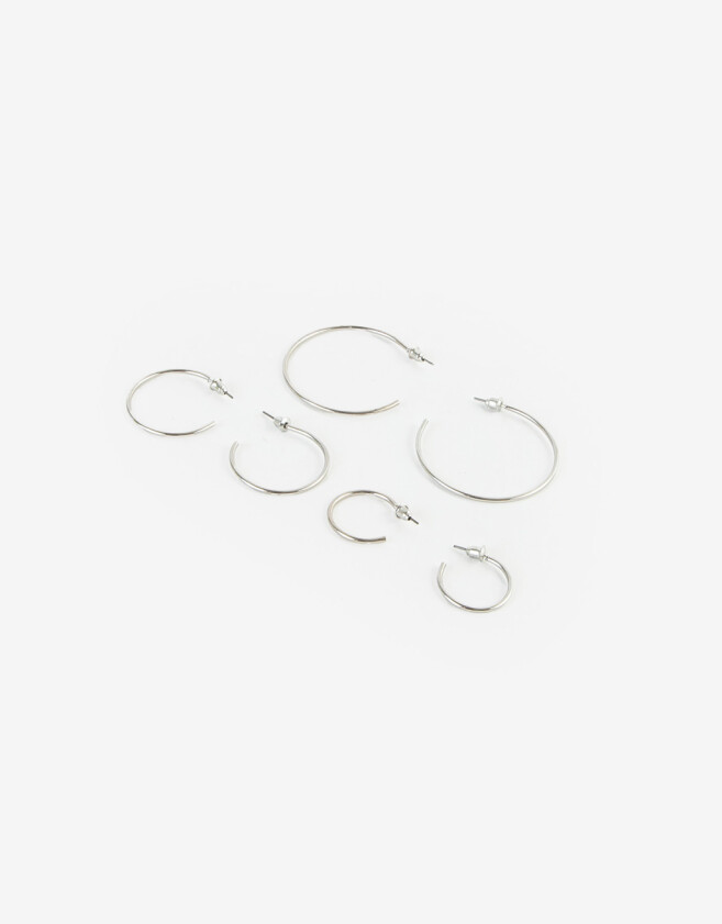 Aros Argollas Set De metal Set De Argollas De Metal - Plateado