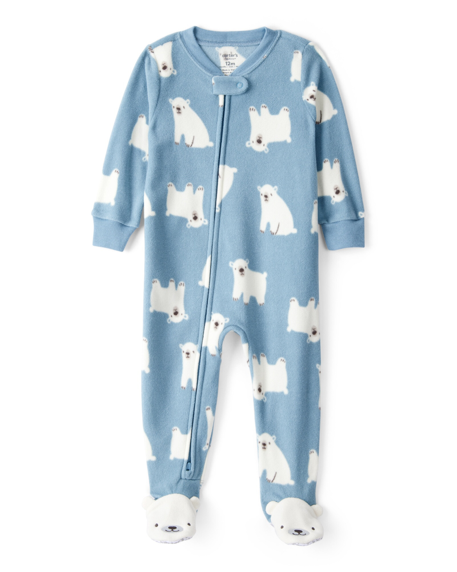Pijama una pieza de micropolar, con pie, diseño osos polares Pijama una pieza de micropolar, con pie, diseño osos polares