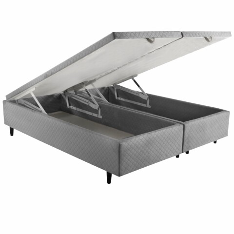 Cama Baúl HE Tapizada en Tela Modelo 1439 190 x 200 - Gris Cama Baúl HE Tapizada en Tela Modelo 1439 190 x 200 - Gris