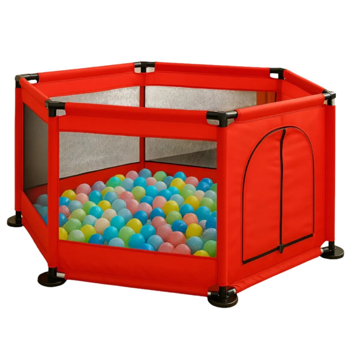 Corralito Pelotero Estructural Bebe Hexagonal C/puerta Bosco - Rojo 