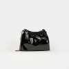 Mini Bag Gina en cuero charol arrugado Negro