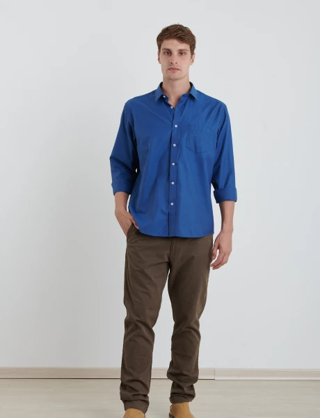 012625 CAMISA HARRINGTON LABEL Azul Piedra