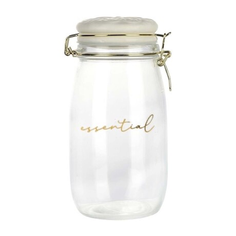 Frasco Recipiente Essential 1.5Lt en Vidrio y Tapa Cerámica Blanco
