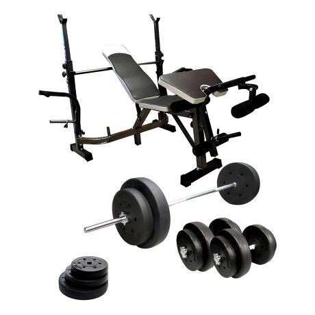 Banco Pecho + Scott + Barra 180cm + 2 Mancuernas + 40kgs Banco Pecho + Scott + Barra 180cm + 2 Mancuernas + 40kgs