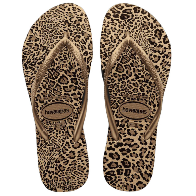 Sandalia de Mujer Havaianas Slim Animals Beige Arena - Dorado