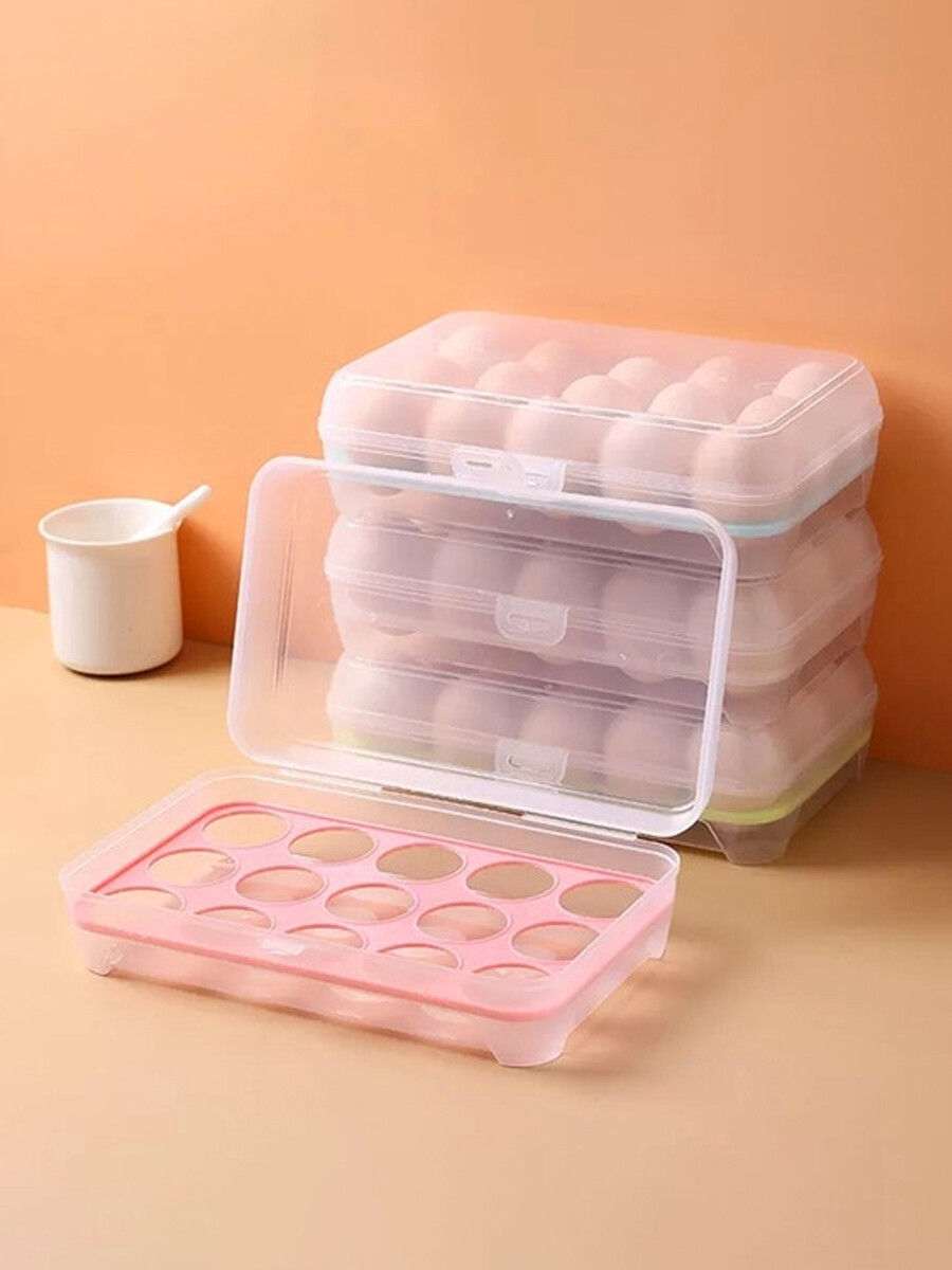 Huevera de plastico para 12 huevos con tapa Rosa claro