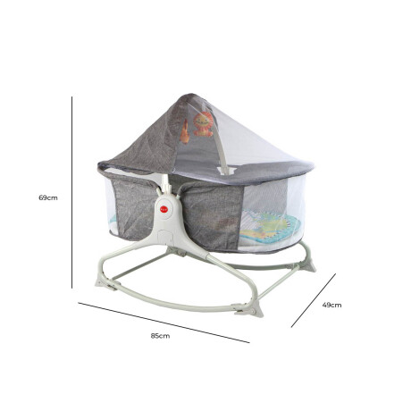 Cuna Bebe Mecedora C/ Sonido Y Movimiento Mosquit Gris