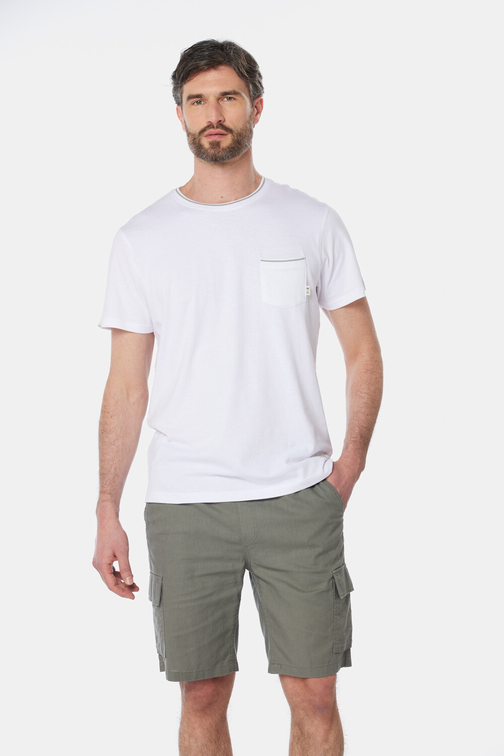 BERMUDA CARGO DE LINO Verde