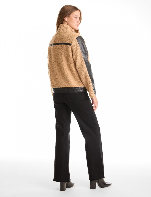 Camperita Simil Corderito & Eco Cuero BEIGE