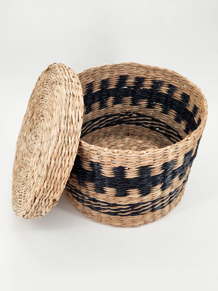 CANASTO REDONDO CON TAPA MARRON