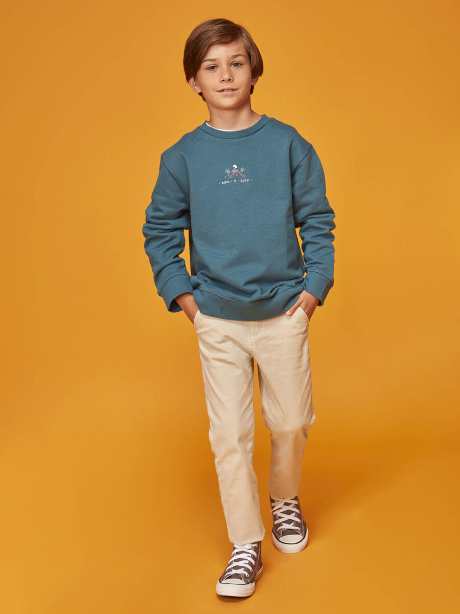 Sudadera Volcan Print Verde Petroleo