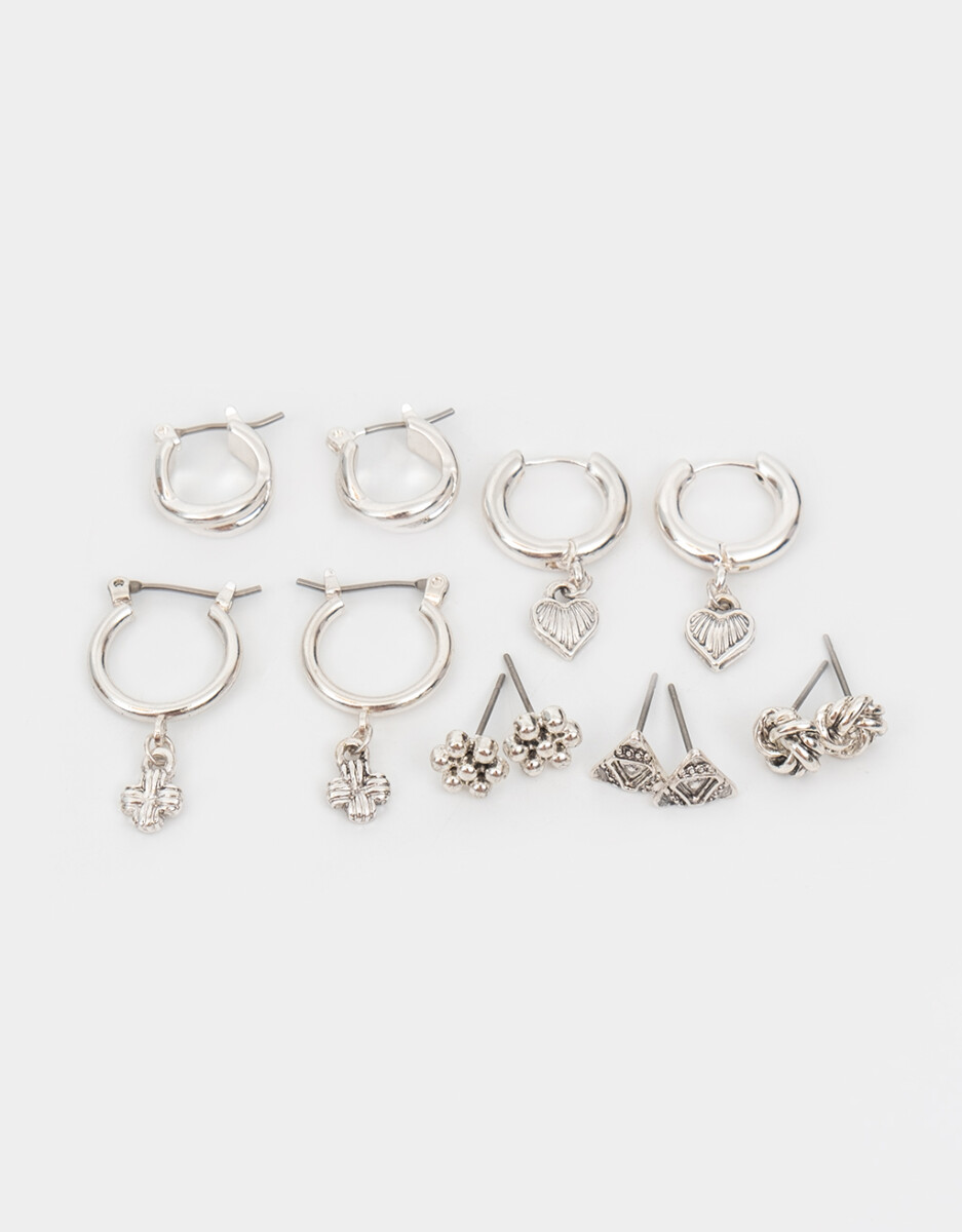 Set De Aros Bañados En Plata 