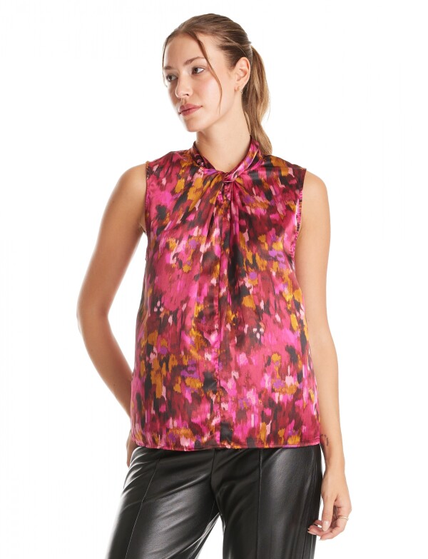 Blusa Saten Print MULTI/FUCSIA