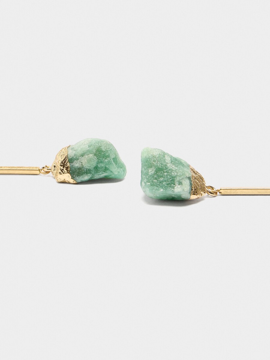Pendientes Barra Con Piedras verde