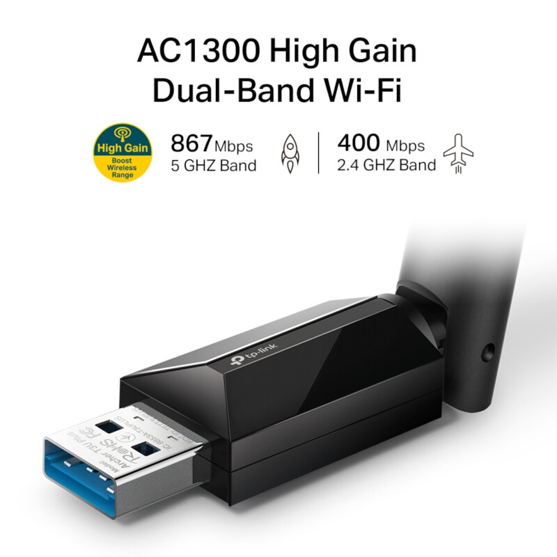 Adaptador de Red Tp-Link Usb Archer T3u Plus Dual Band Ac1300 Adaptador de Red Tp-Link Usb Archer T3u Plus Dual Band Ac1300
