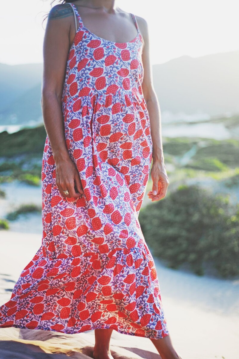 Vestido largo Durazno Estampado 1