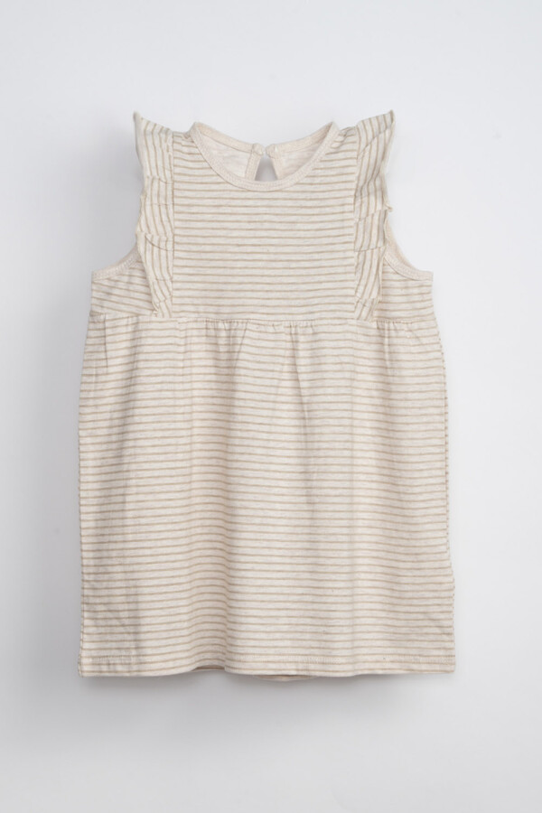Vestido estampado Rayado Beige