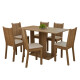 Juego De Comedor 6 Sillas Tapizadas Mesa De Living Rustico Marrón