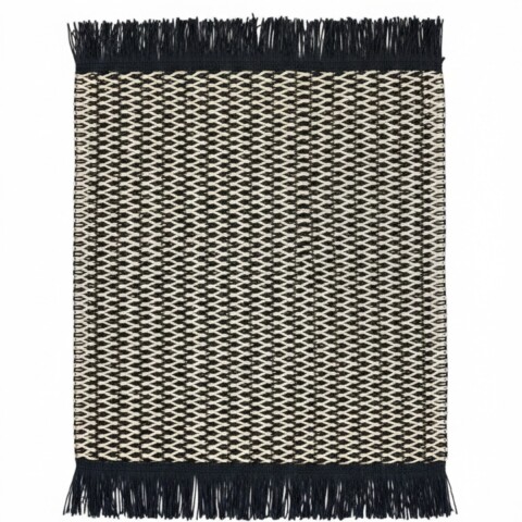INDIVIDUAL RECT NEGRO COMB C/FLECOS 30X45CM Unica