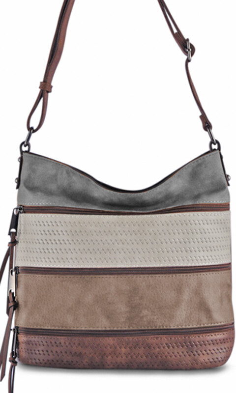 BANDOLERA MORRAL BUDAPEST PLOMO, CEMENTO, TOSTADO Y HABANO