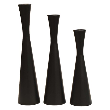 Set X3 Candelabros Metal Portavelas Iluminación Decoración Negro