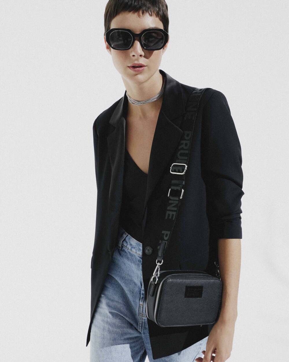 Mini bag New Penny en efecto cuero Negro