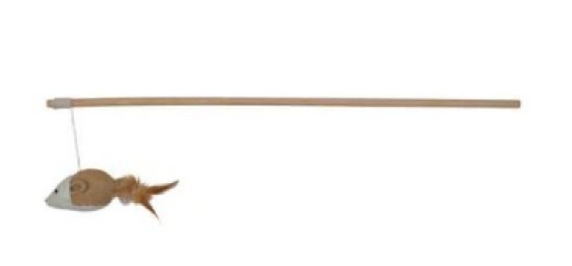PLAYING ROD WITH MOUSE & FEATHERS,WOOD/JUTE/CANVAS, 50 CM 