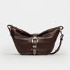 Bandolera Bambú En Cuero Satinado Marron