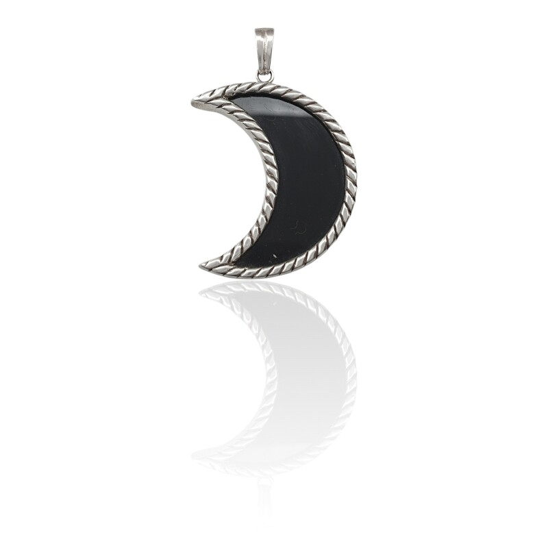 Dije Colgante Luna-Plata 925-Onix-CP4165 conpiedra