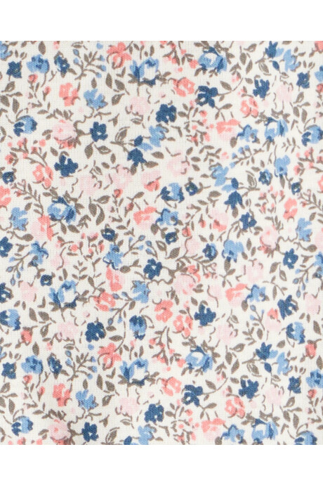 Set tres piezas de algodón, chaleco capitoneado, pantalón y body diseño floral Sin color