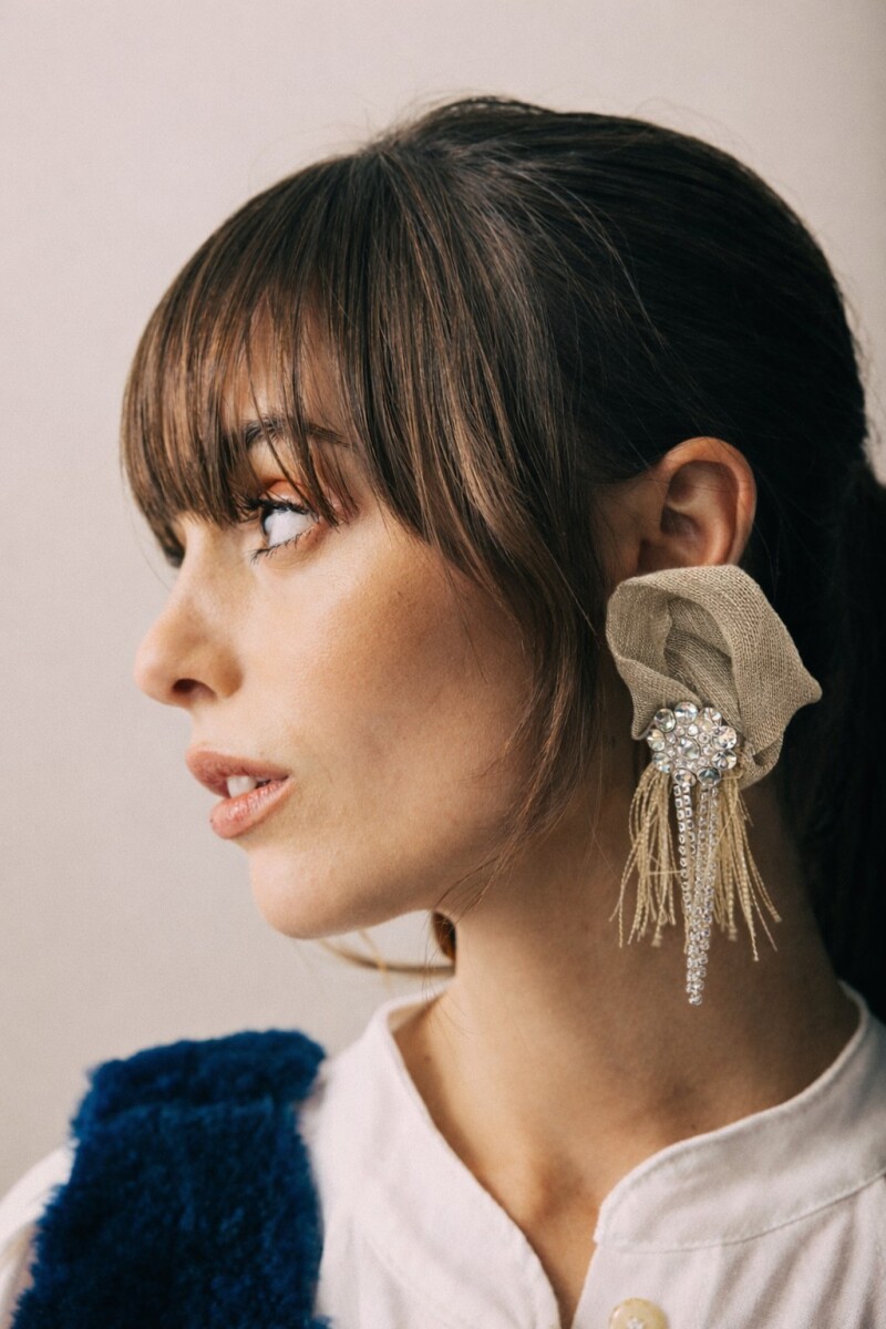 Rosette Earrings - Beige 