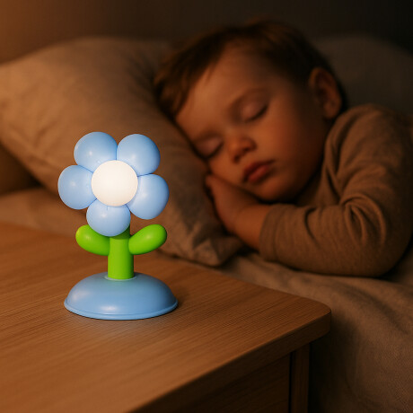 Lámpara de escritorio flor – diseño infantil Celeste