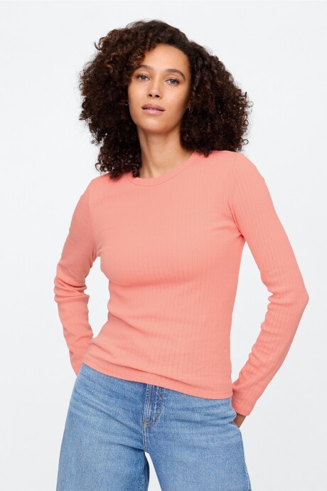 Remera Rib Pointelle Mujer Tea Rose