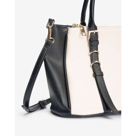 Cartera City Con Doble Asa De Mano Y Detalles De Hebillas Combinacion bicolor