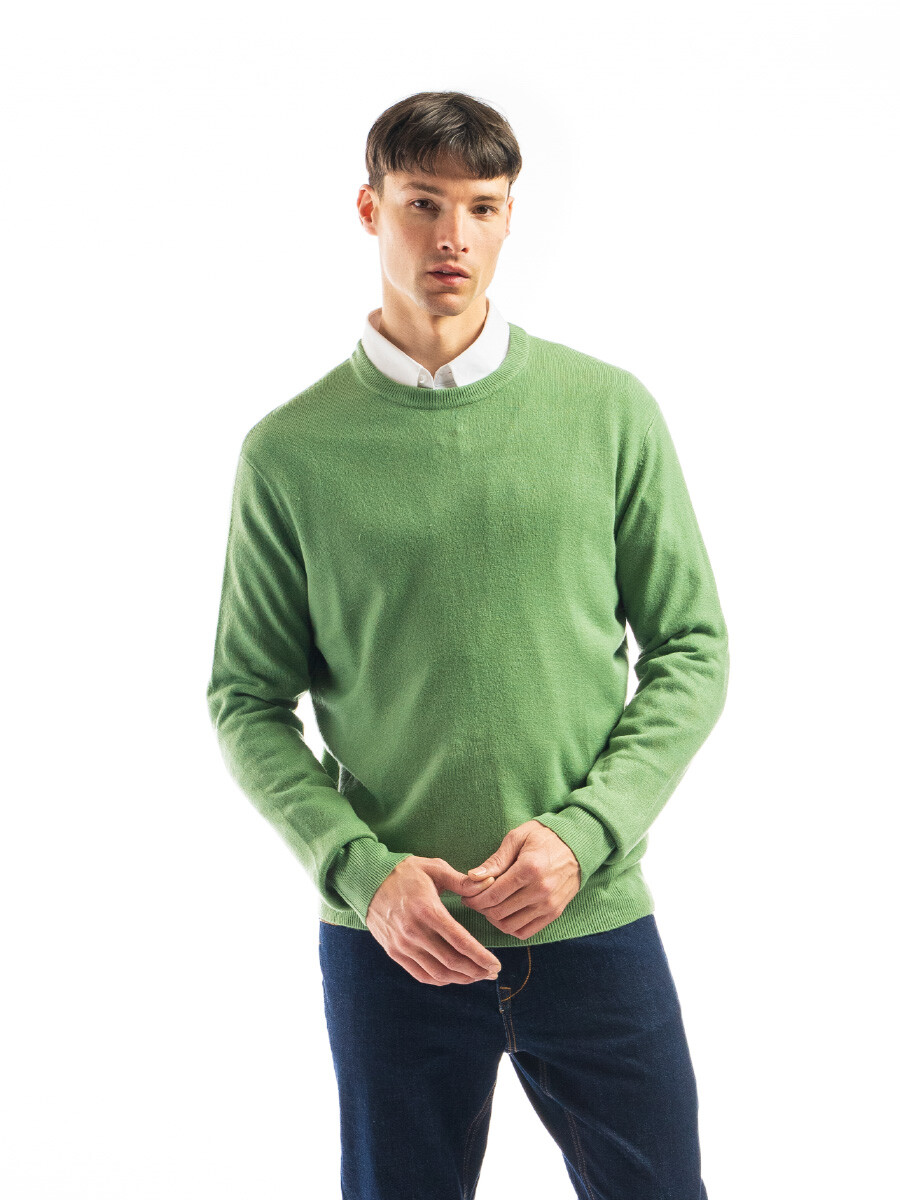 Buzo Cashmere Cuello Base - Musgo 