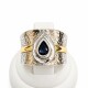 Anillo martillado con piedra gota azul Anillo martillado con piedra gota azul