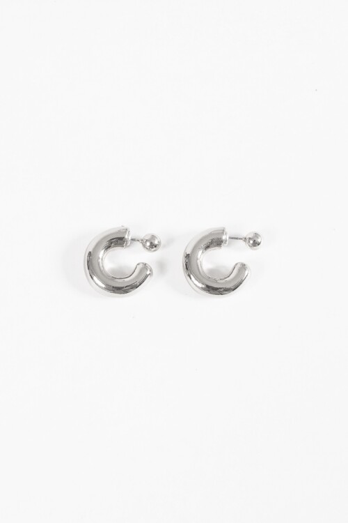 Aros gruesos pin circular plateado