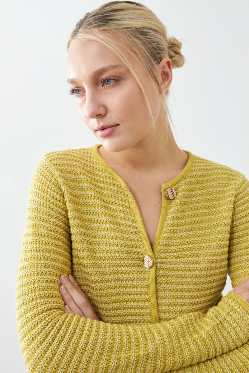 Chaqueta tejida con botones metálicos pistacho