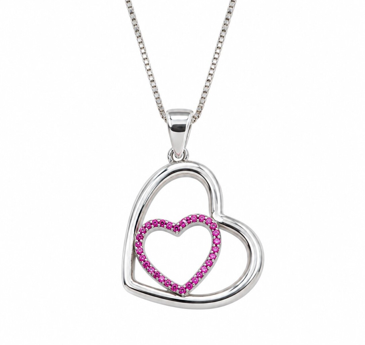 Cadena y colgante doble corazón 