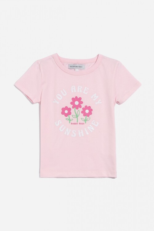 Remera m/c estampa floral ROSA CLARO