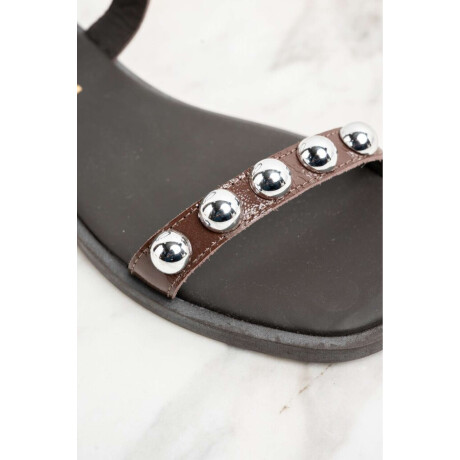 Sandalia Cuero Apliques Chocolate